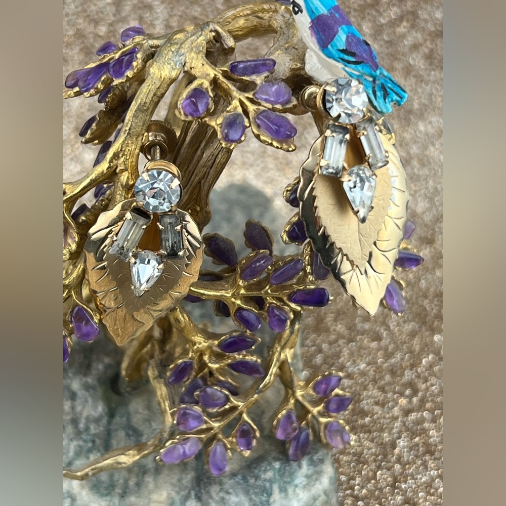 Vintage Screw-back Rhinestone Layered Earrings